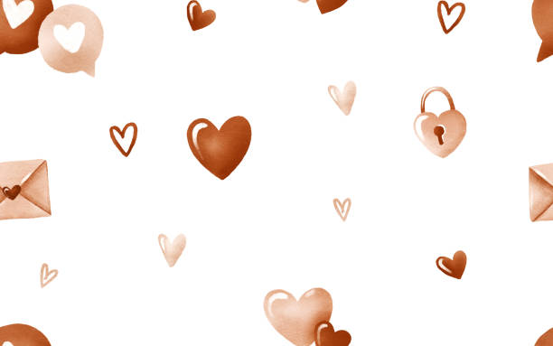 ilustraciones, imágenes clip art, dibujos animados e iconos de stock de patrón sencillo sin costuras para el día de san valentín. fondo - heart shape cute valentines day nostalgia