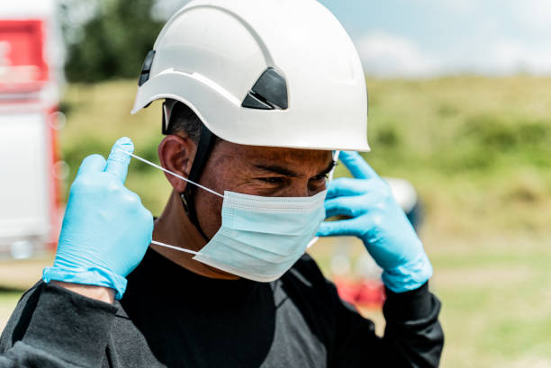 Free picture: personal, protection, putting, double, masks