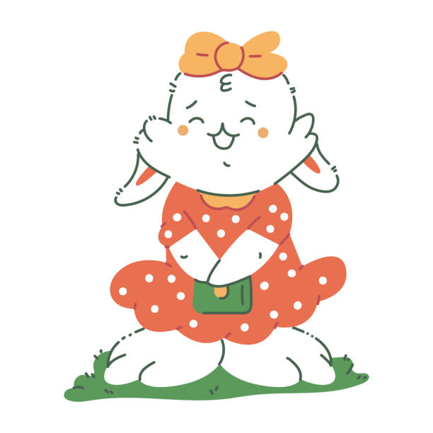ilustrações, clipart, desenhos animados e ícones de ilustração de personagem de desenho animado bonito do vetor da menina do coelho isolado em um fundo branco. - easter rabbit baby rabbit mascot