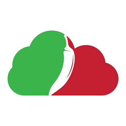 Chili and cloud vector logo design.Hot food logo concept vector. Hot chili icon symbol.