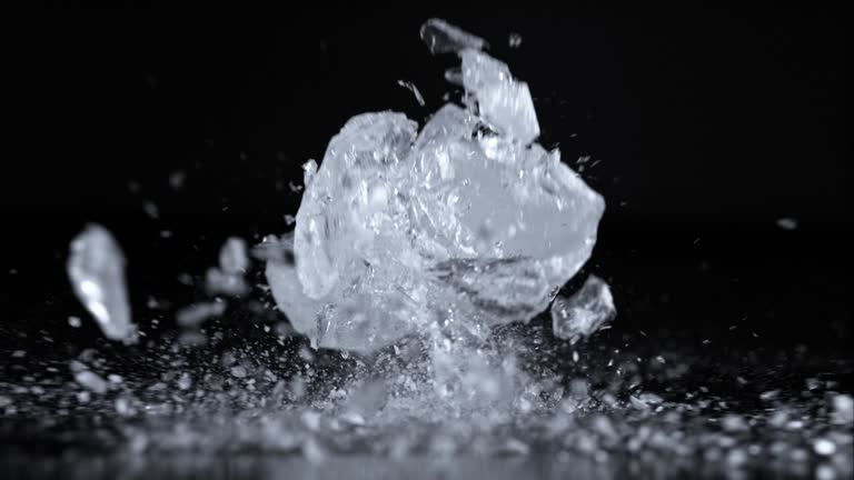 Super Slow Motion Shot of Crushing Ice Explosion