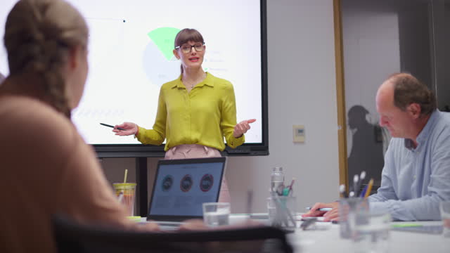 Woman doing a presentation in the meeting room