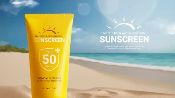 Vector illustration of Sunscreen ad banner template