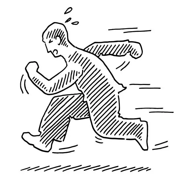 Vector illustration of Running Man Urgency Concept Drawing