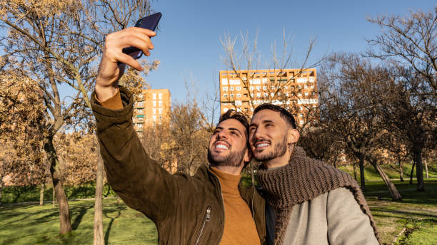 istock Gay couple taking a selfie. 1989818061