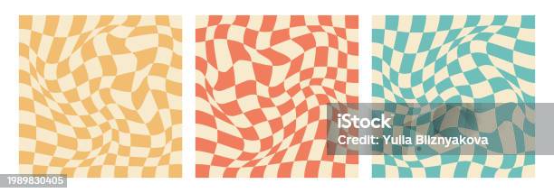 Chess Pattern Ripple Psychedelic Chess Seamless Pattern Set Of Backgrounds With Distorted ...