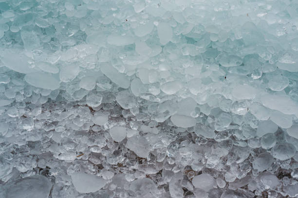 Ice pebbles on shore of lake Vättern in Sweden