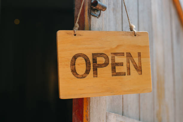 Open sign at a coffee shop