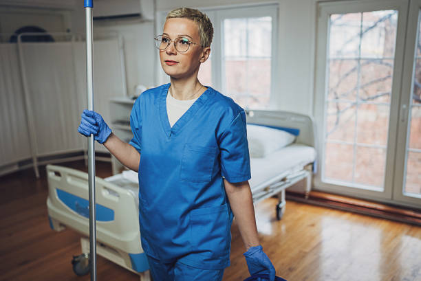 istock Cleaning worker at the hospital ward 1989902984