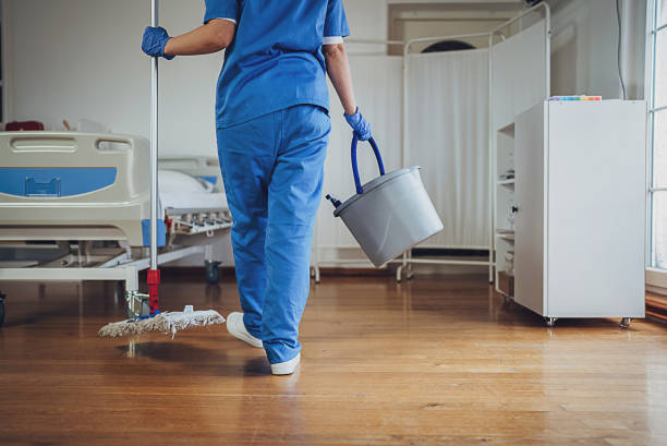 istock Cleaning worker at the hospital ward 1989928175