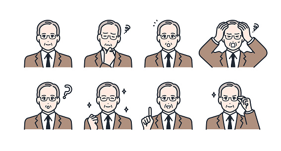 President's facial expression icon illustration set material