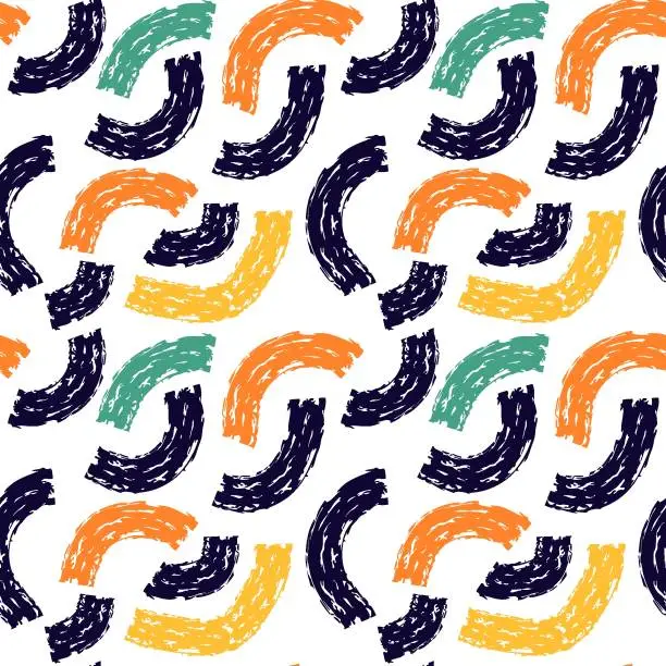Vector illustration of Fashion abstract contemporary seamless pattern with dry brush crayon charcoal lines. Graphic squiggle vector. Modern trendy Vector. Grunge, texture pattern for textile prints