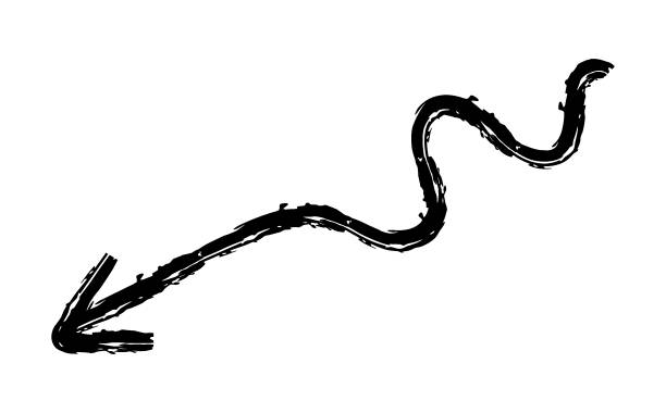 istock Hand drawn crayon chalk charcoal line arrow. textured arrow isolated on white. squiggle and scribble stroke. Element for diagrams. doodle marker. 1989969510