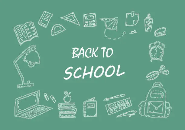 Vector illustration of Green school background - back to school