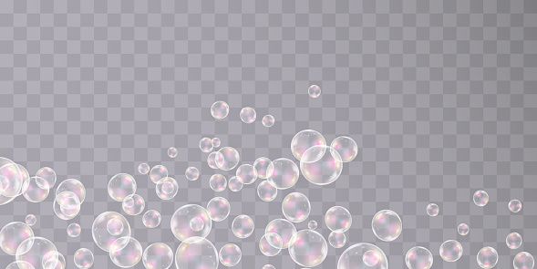Bright beautiful bubbles on a transparent background vector illustration. Bubble.