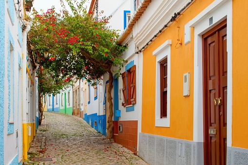 Street of Ferragudo fisherman village, Algarve Portugal