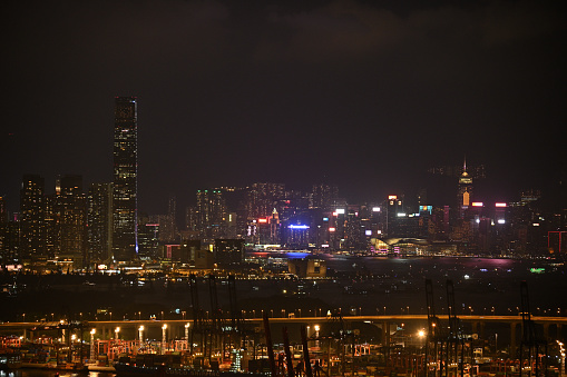 Hong Kong Victoria harbor cityscape skyline night