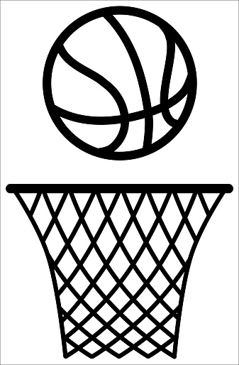 Basketball ring with net and ball icon flat illustration