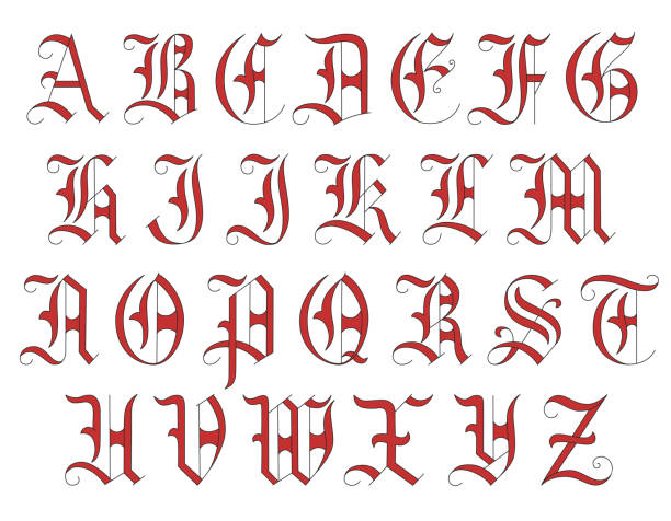 Gothic Capital Monogram Letters Alphabet vector art illustration
