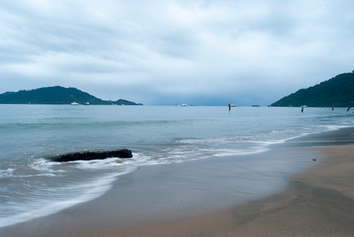 panorama of Caroline Padang beach when it is cloudy