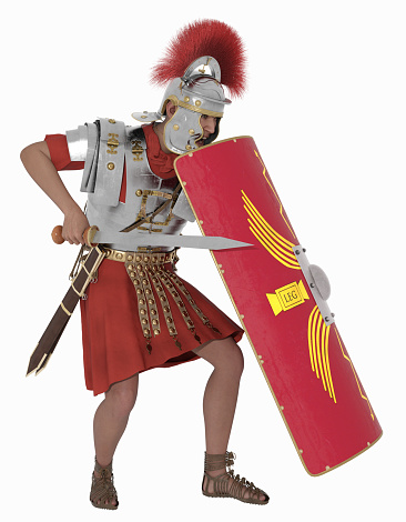 Computer generated 3D illustration with a Roman centurion isolated on white background