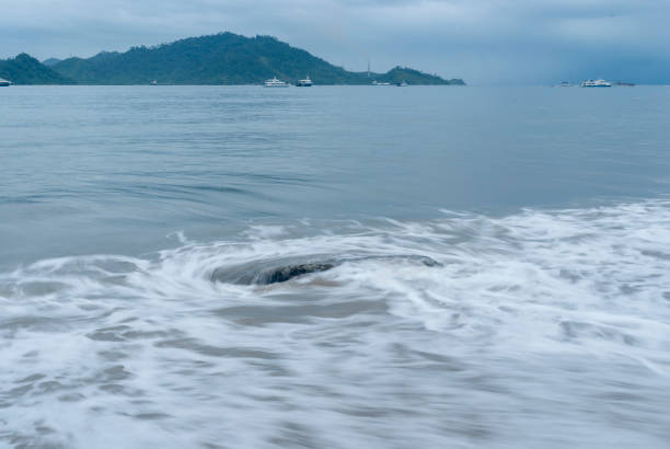 panorama of Caroline Padang beach when it is cloudy