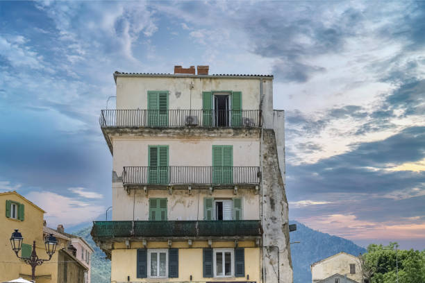 Corse, ancient houses in Corte, in the historic center