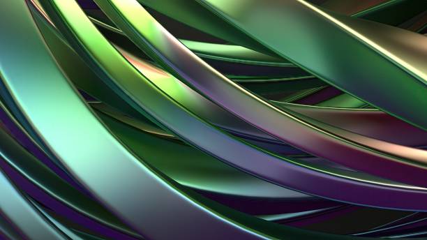 istock Chrome Rainbow Reflective Wavy Metal Beveled Column Gentle Curve Modern Artistic Delicate Curves Elegant Modern 3D Rendering Abstract Background 1990163122