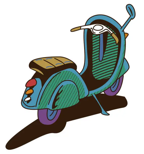 Vector illustration of cute scooter motor