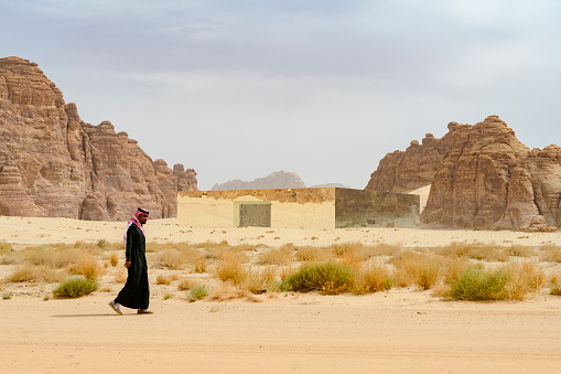 Al Ula, Saudi Arabia - March 6, 2022: Maraya Concert Hall and cultural centre in desert near AlUla. Maraya means mirror in Arabic.