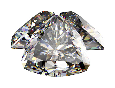 An image showcasing three isolated brilliant cut diamonds with sparkling facets