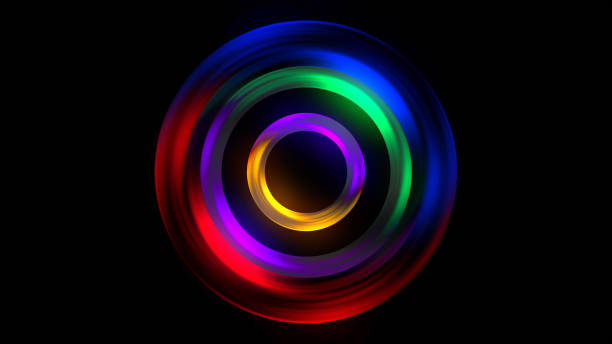 istock Abstract graphic illustration of colorful circles on dark background. 1990234707