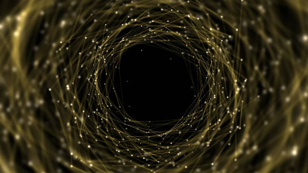 istock Wave form tunnel including dark army green dots and lines on dark background. Motion graphic. 1990235758