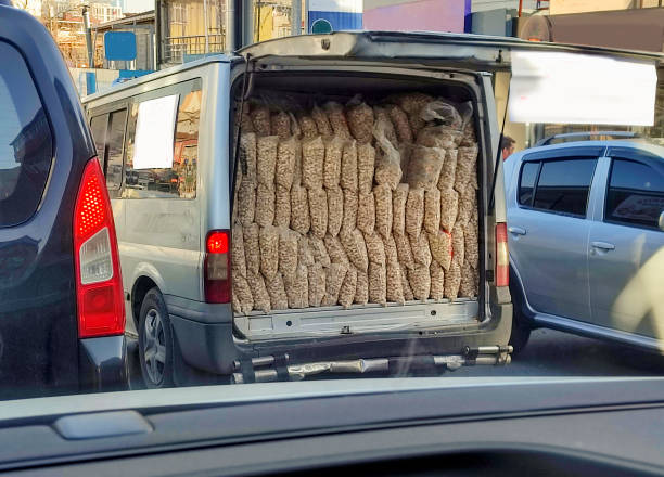 Selling dry monkey nut from van at istanbul turkey