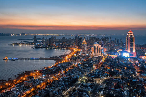 istock Qingdao city snowing 1990238403