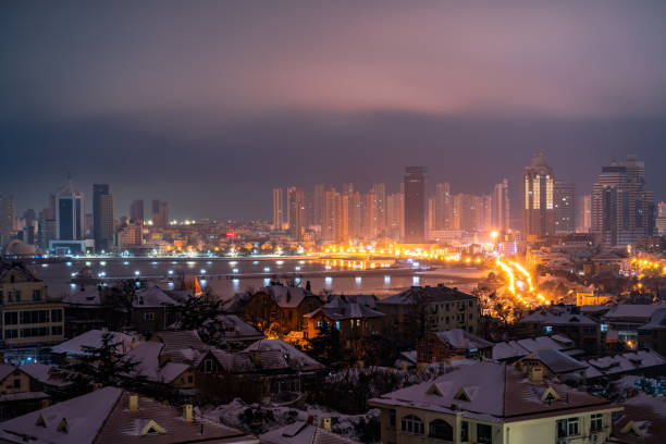 istock Qingdao city snowing 1990238424