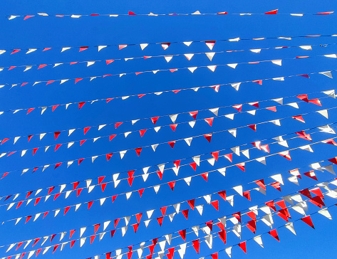colorfull flags with blue sky at ankara turkey