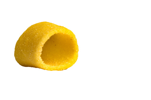 Potato hoop shaped snack isolated on a white background