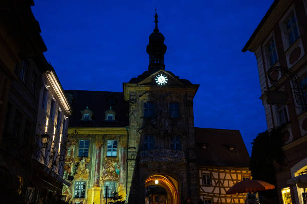 historic bamberg germany in winter at night