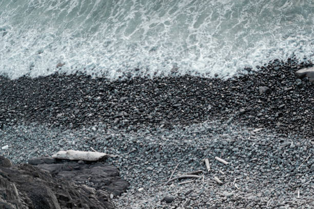 istock waves on the rock beach aerial view from top 1990275394