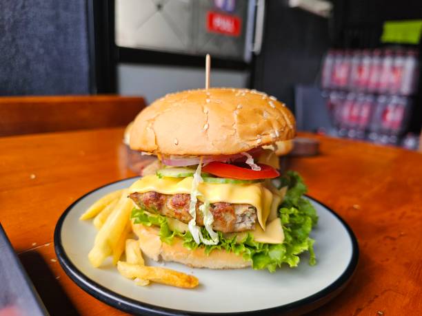 istock Chicken Kebab Burger with French fries 1990294828