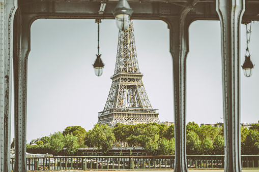 Bir Hakeim bridge and Eiffel Tower in Paris