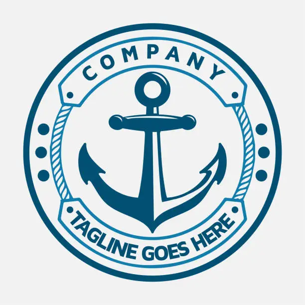 Vector illustration of Vintage Circular Anchor Badge Label Seal Sticker for Nautical Marine Transportation Design Vector