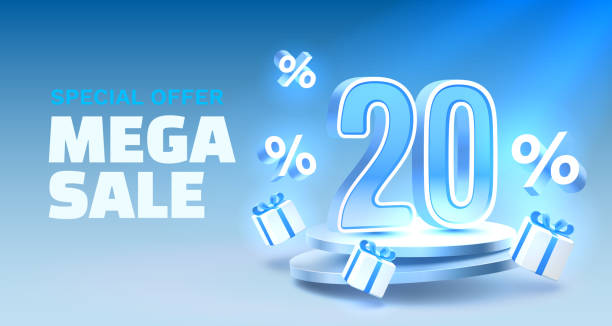 istock Mega sale special offer, 20 off sale banner. Sign board promotion. Vector illustration 1990310636