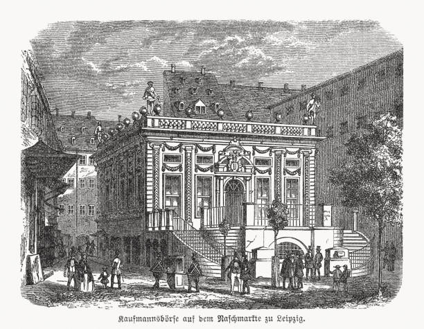 istock Old stock exchange, Leipzig, Saxony, Germany, wood engraving, published 1869 1990313904