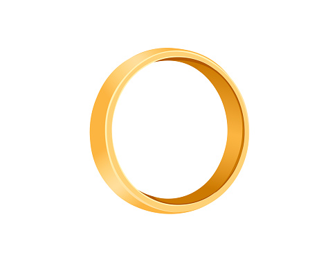 Golden wedding ring vector illustration isolated on white background.