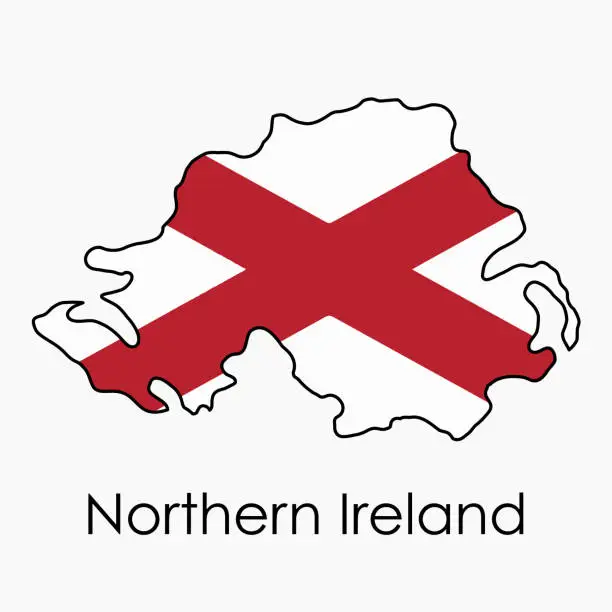 Vector illustration of Outline drawing of Northern Ireland flag map.