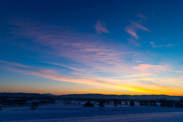 Cold and frosty morning of the winter day