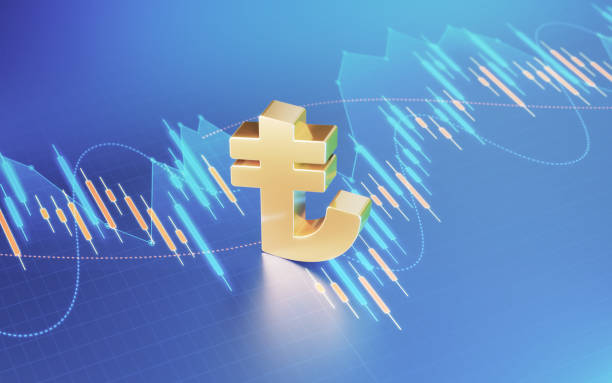 istock Turkish Lira Symbol sitting on Business and Financial and Technical Data Chart 1990382942