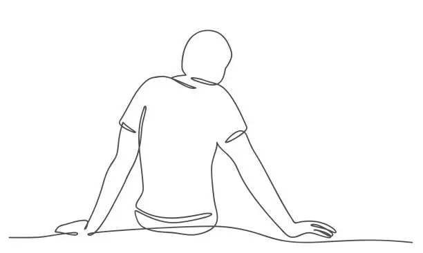 Vector illustration of Man sitting back view.